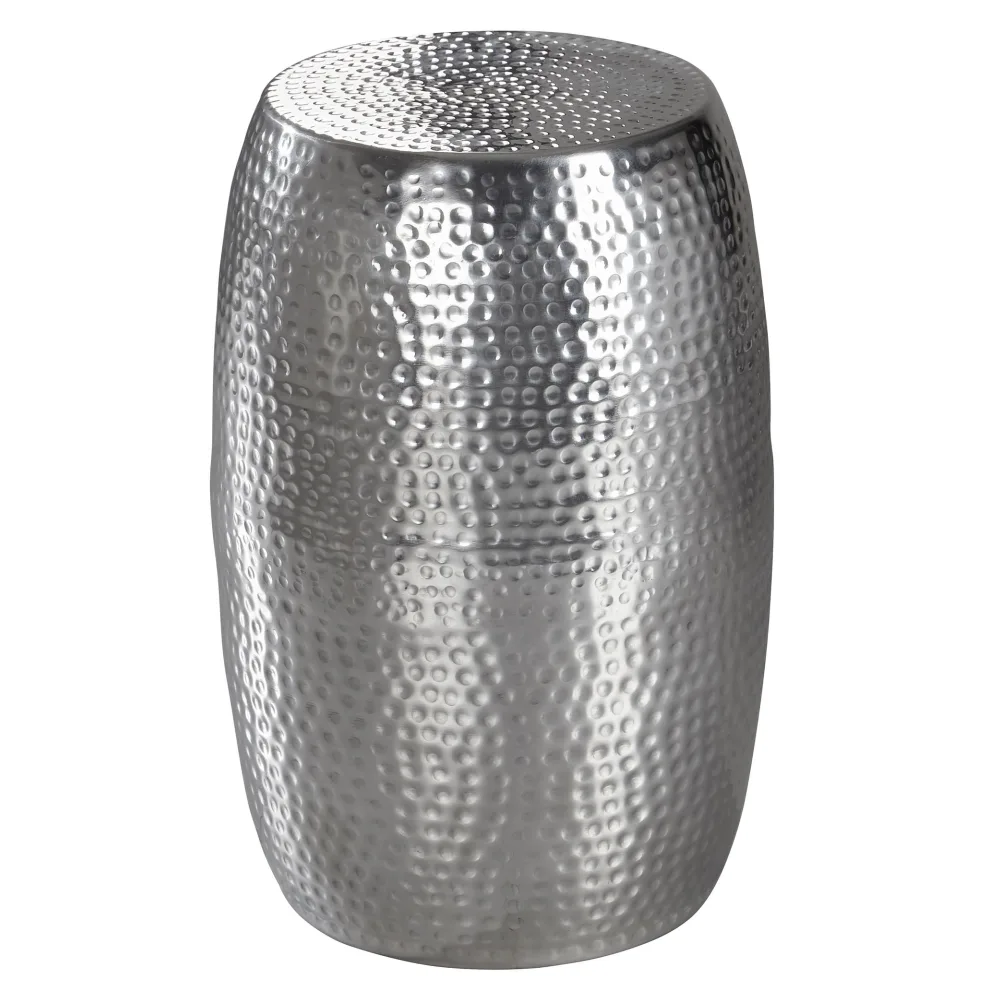 FineBuy Design Beistelltisch rund 30 cm Metall - Orientalischer Wohnzimmertisch Hammerschlag Aluminium - Kleiner Couchtisch - Moderner Dekotisch Alu