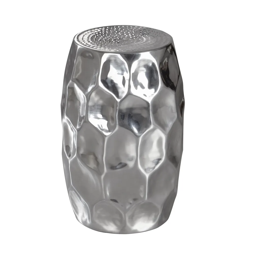 FineBuy Design Beistelltisch rund 30 cm Metall - Orientalischer Wohnzimmertisch Hammerschlag Aluminium - Kleiner Couchtisch - Moderner Dekotisch Alu
