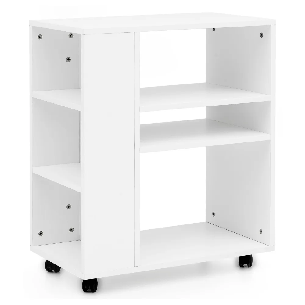 FineBuy Regal 60x35x75 cm Regalwagen mit Rollen Holz, Schmales Küchen-Regal, Telefontisch Rollwagen Modern, Bücher-Regal schmal Standcontainer Hoch