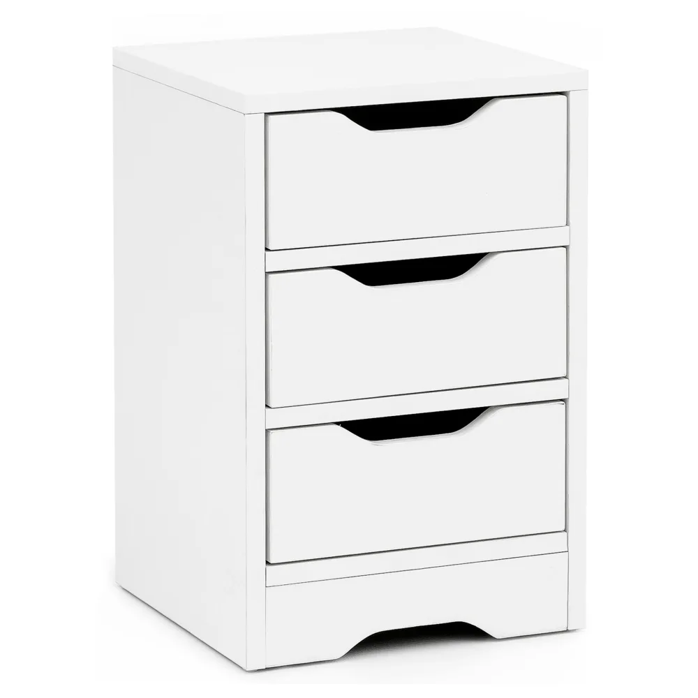 FineBuy Nachtkonsole 31x49x31 cm Matt mit 3 Schubladen, Nachtkommode mit Stauraum, Nachttisch Schlicht Modern, Nachtschränkchen Klein, Bettkommode Schlafzimmer