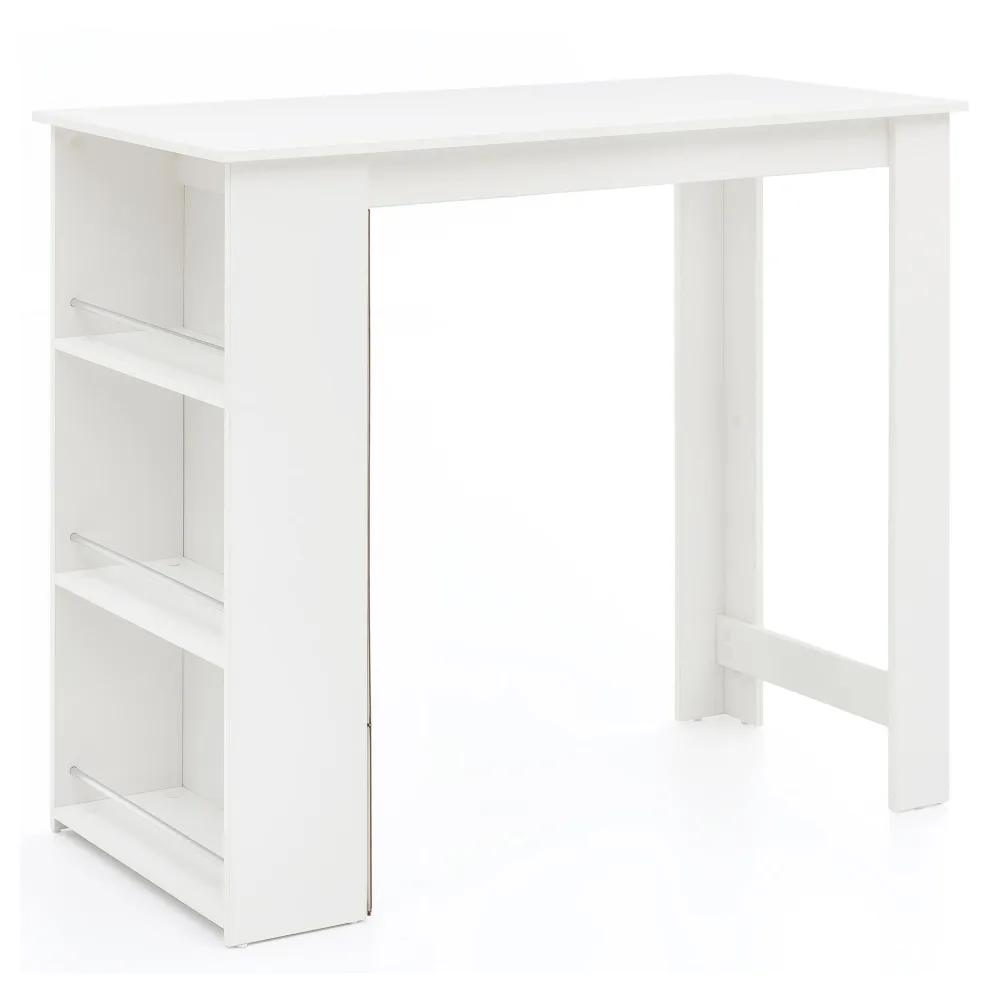FineBuy Bartisch 120 x 60 cm Stehtisch Holz Küchenbartisch, Bartresen mit integriertem Regal, Tresentisch mit Bar, Tresen Küchen Tisch