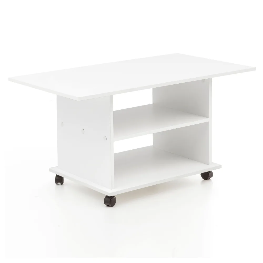 FineBuy Design Couchtisch 95 x 51 x 54,5 cm Drehbar mit Rollen, Wohnzimmertisch Coffee Table, Sofatisch Loungetisch Holz, Kaffeetisch mit Stauraum