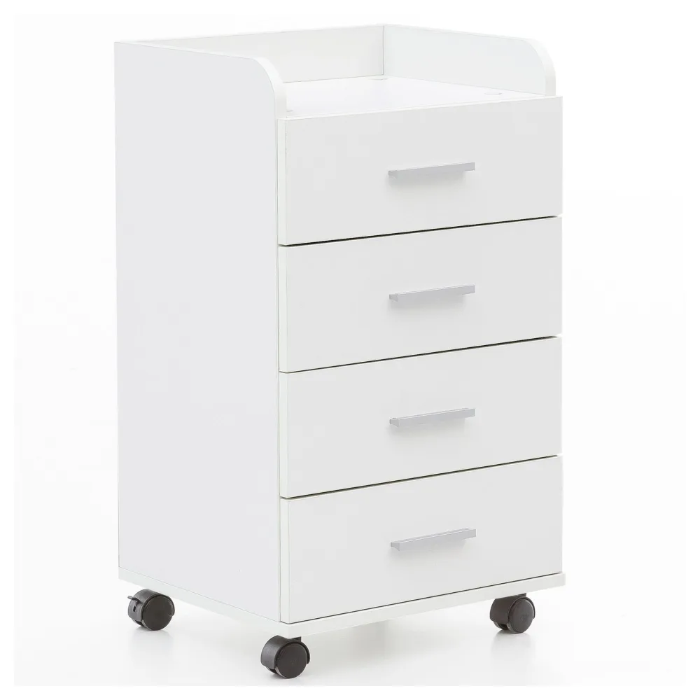 FineBuy Rollcontainer 40 x 70,5 x 33 cm, Schreibtisch-Container Rollschrank 4 Schubladen, Moderner Schubladencontainer mit Rollen, Standcontainer Bürocontainer Beistellcontainer