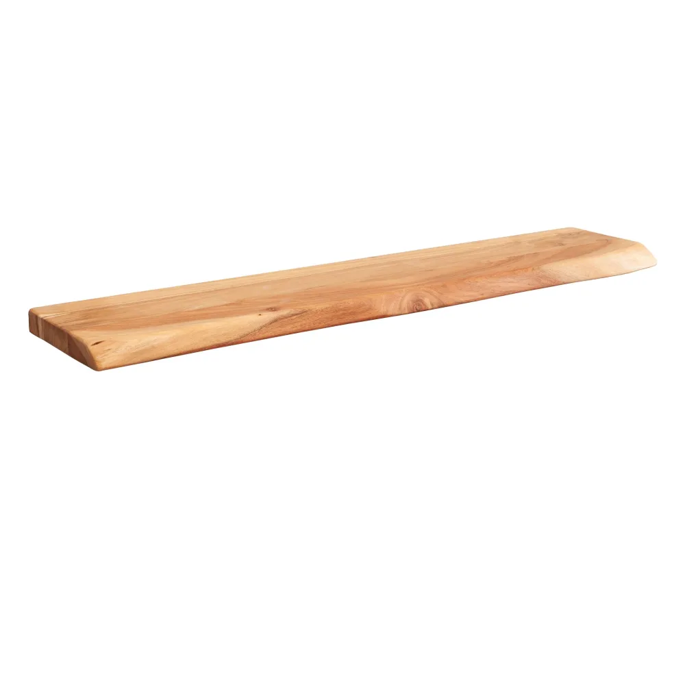 FineBuy Wandregal mit Baumkante Akazie Massivholz, Design Schweberegal Wandboard Massiv, Regal Holz Natur, Landhausstil Hängeregal