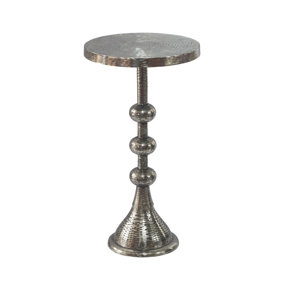 FineBuy Beistelltisch Aluminium 30cm Runder Anstelltisch Metall - Dekotisch Alu orientalisch - Wohnzimmertisch klein - Design Couchtisch Sofatisch Wohnzimmer Orient Handmade