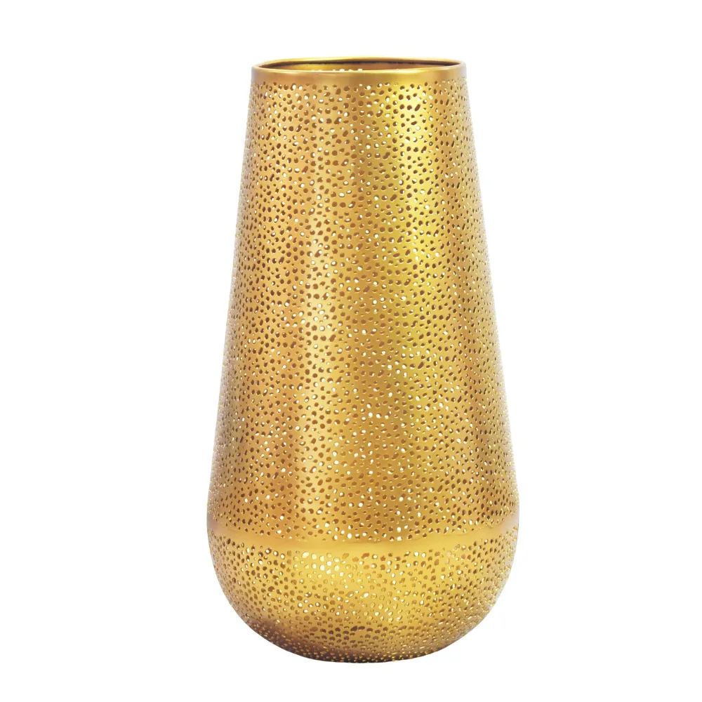 FineBuy Dekovase Metall 47cm - Design Blumenvase Groß - Metallvase Modern - Bodenvase rund für Trockenblumen - Standvase Hoch - Wohnzimmer Deko - Wohndeko Handmade