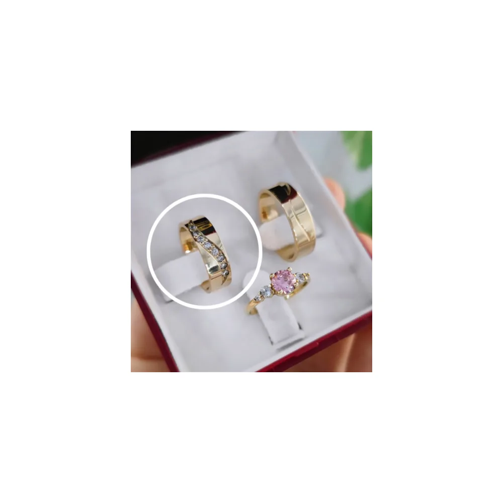 Aliança avulsa 6mm Modelo Oceano com Pedras