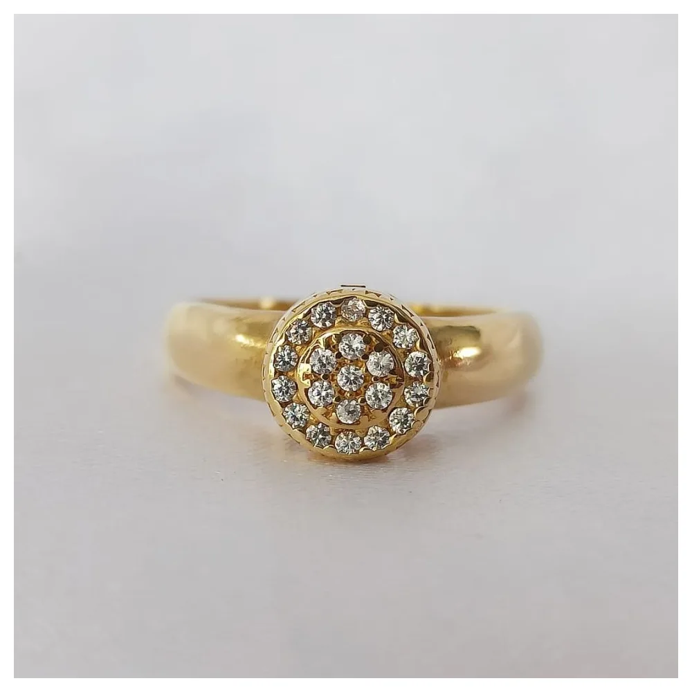 Oferta Anel Solitário Aparador Moeda Antiga com Zircônia Mod. Chuveiro.