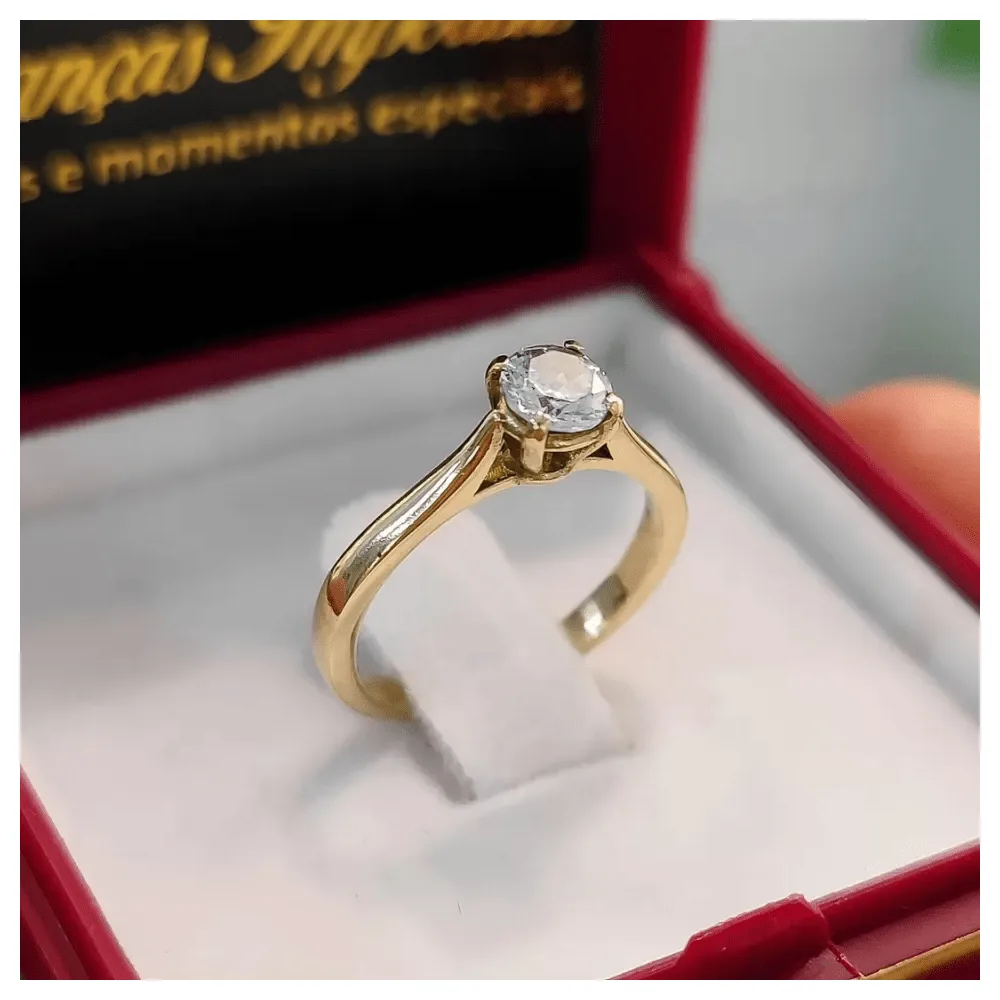 Oferta Anel Solitário Aparador Moeda Antiga com Zircônia Mod. Condessa