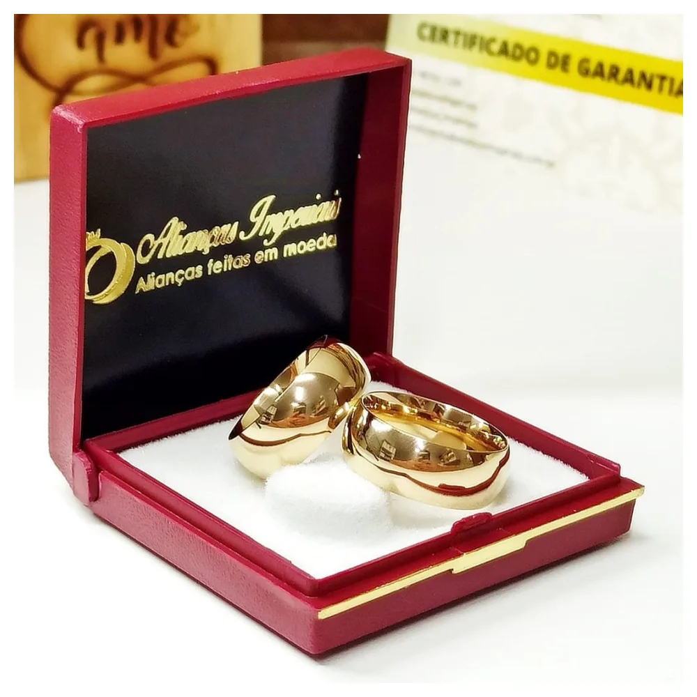 OFERTA! Par de Alianças de Moedas Antigas 8mm Abauladas