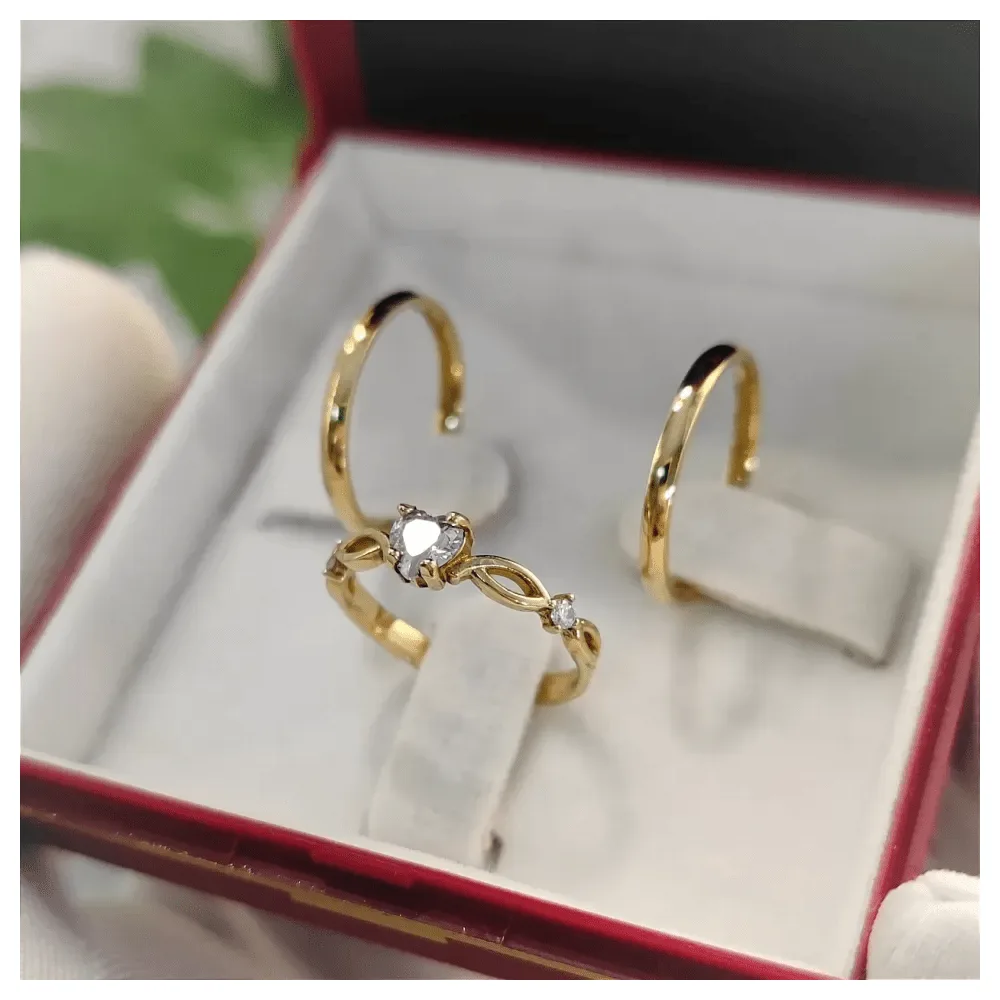 Par alianças 2mm abauladas com Anel Love (Escolha a cor da pedra)