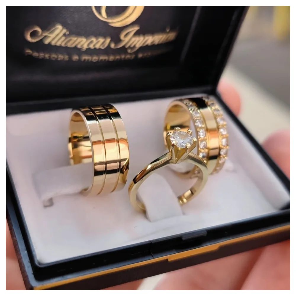 Par Alianças 8mm mod. PD07 + Anel Princesa