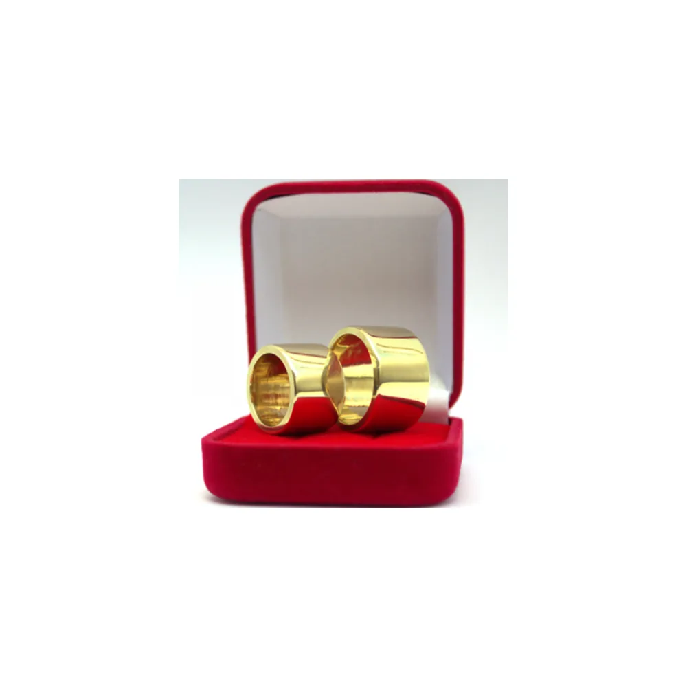 Par Alianças de Moedas Antigas 14mm Reta Super Grossa