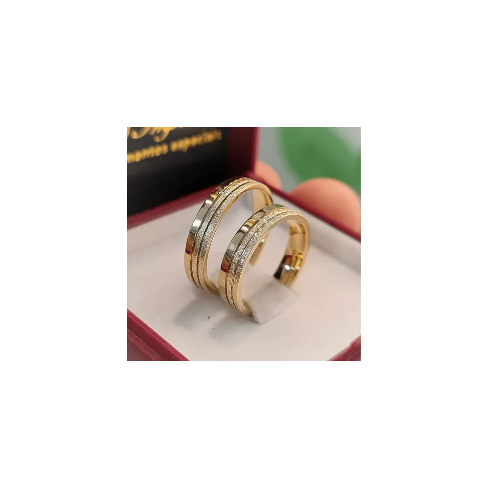Par Alianças de Moedas Antigas 4mm Mod R2 Granitada