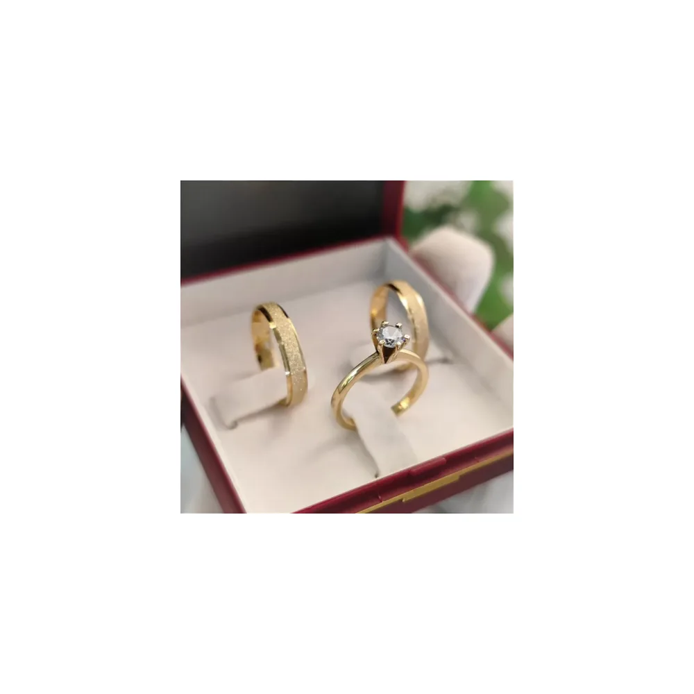 Par Alianças de Moedas Antigas 4mm R7 Diamantada + Anel Princesa