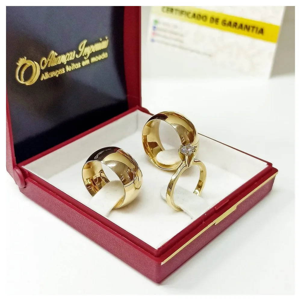 Par de Alianças 10mm Abauladas + Anel Princesa