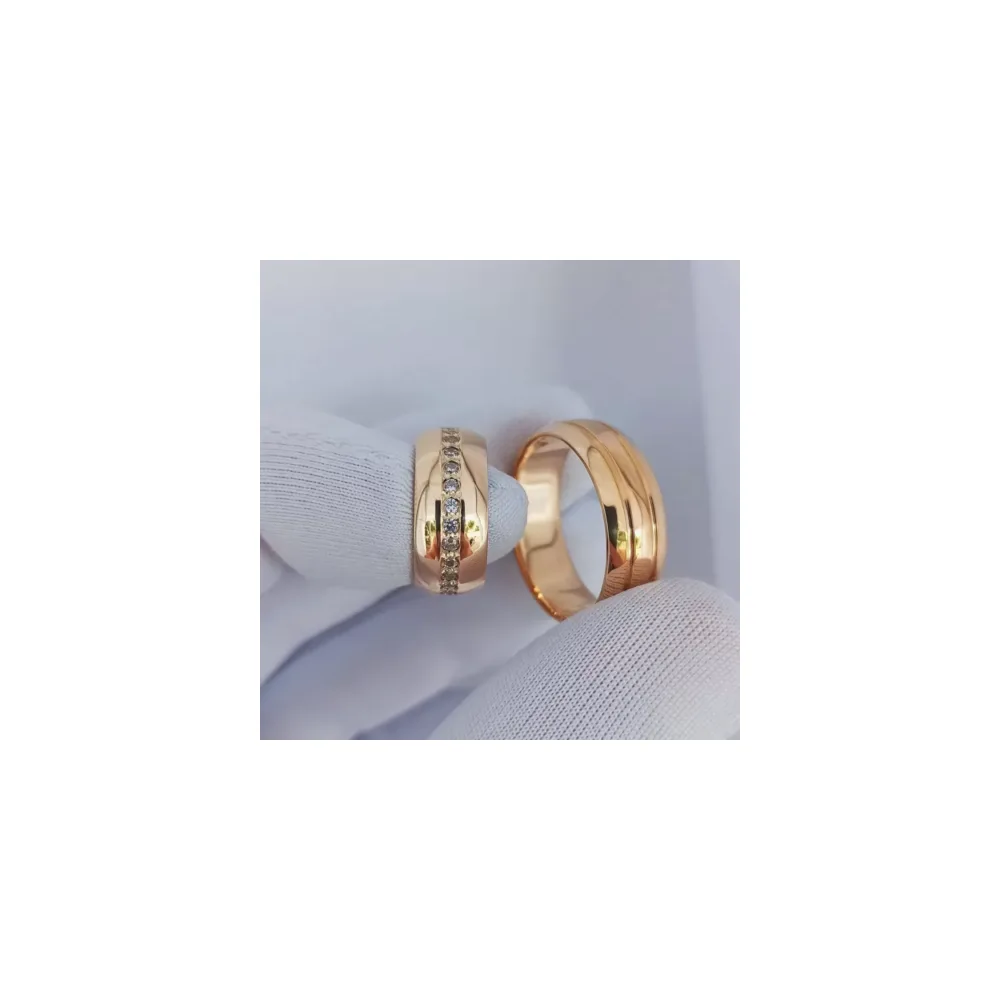 Par de alianças 8mm Abaulada com zircônias (Mod. PD15)