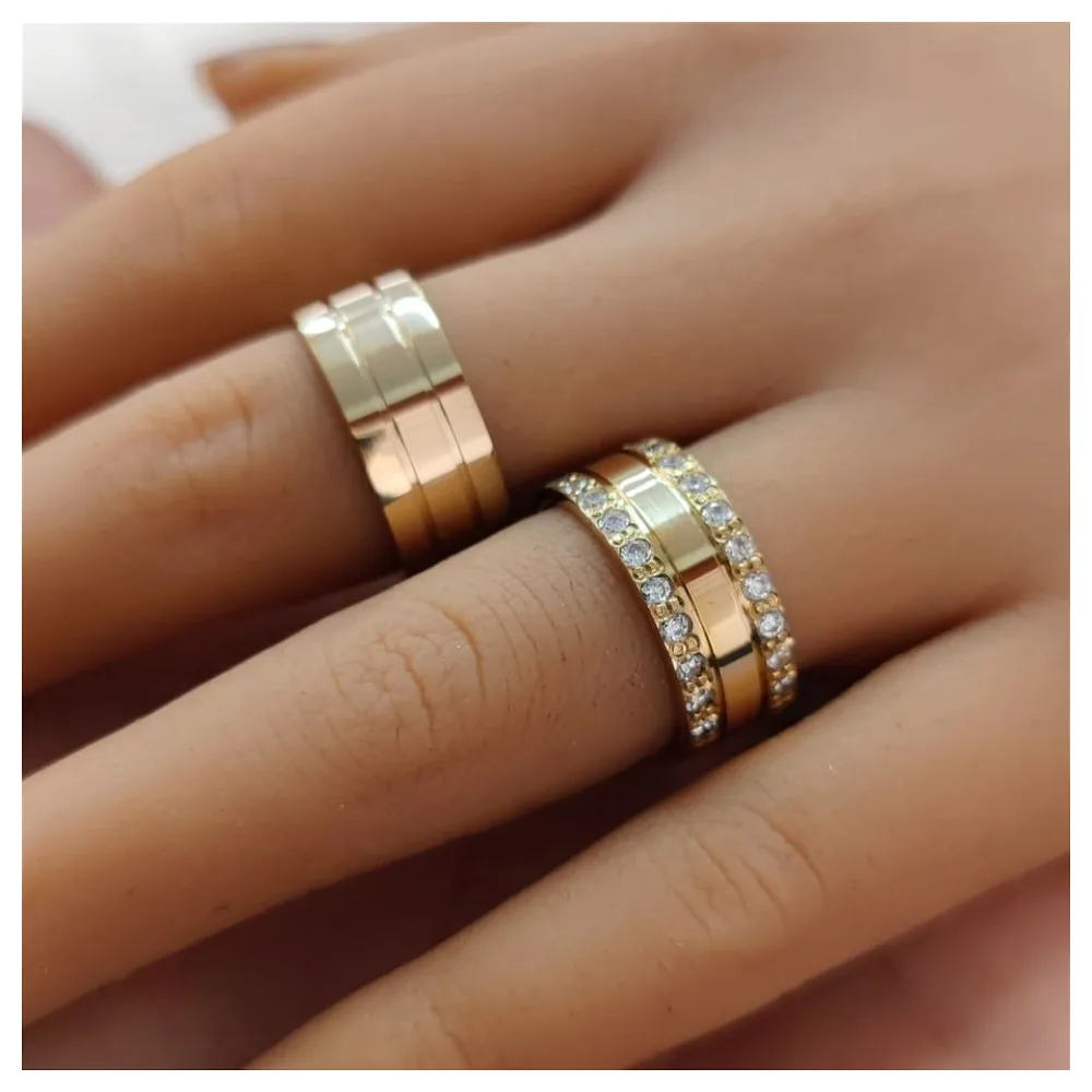 Par de alianças 8mm com 24 zircônias (Mod. PD07)