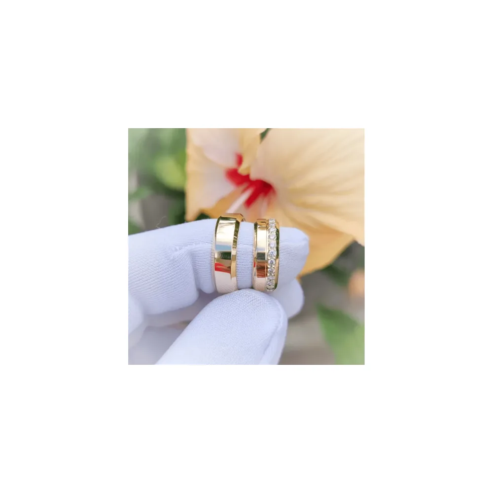 Par de alianças 8mm com zircônias (Mod. PD05)