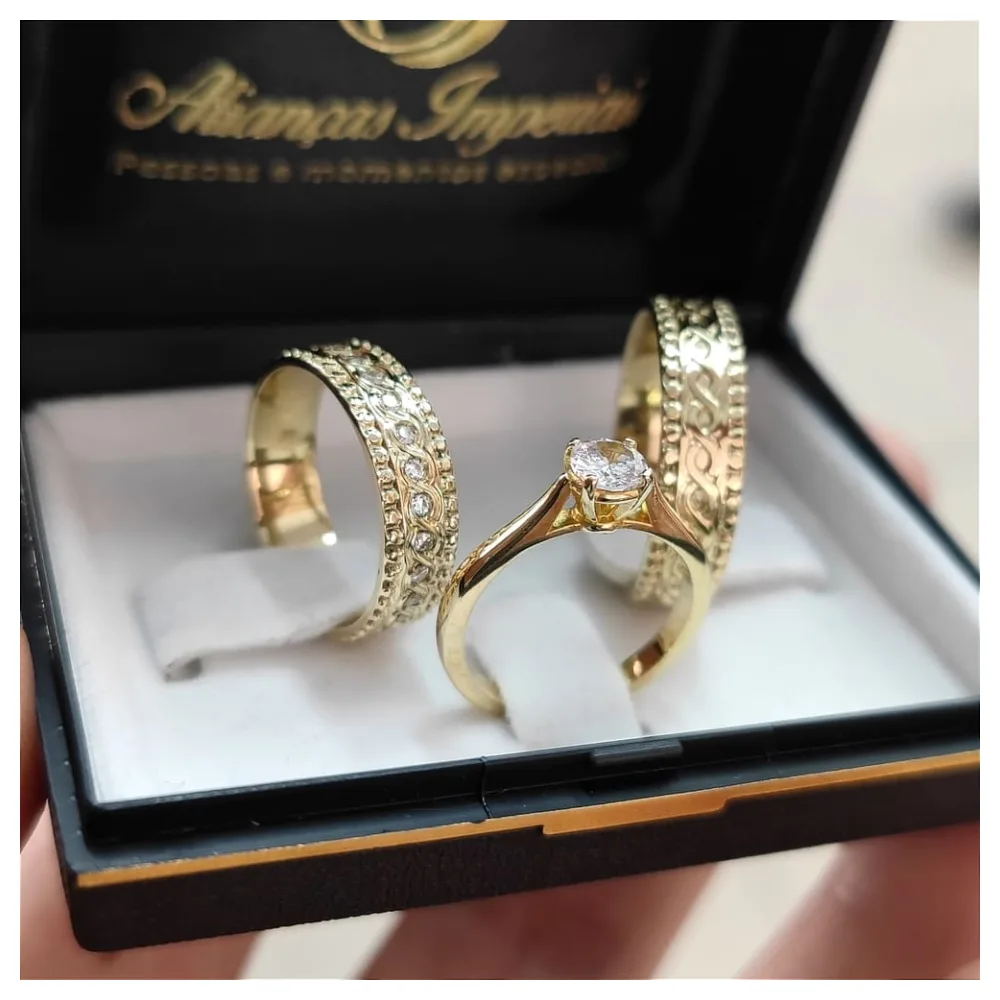 Par de Alianças Mod. Amira 6mm + Anel Condessa