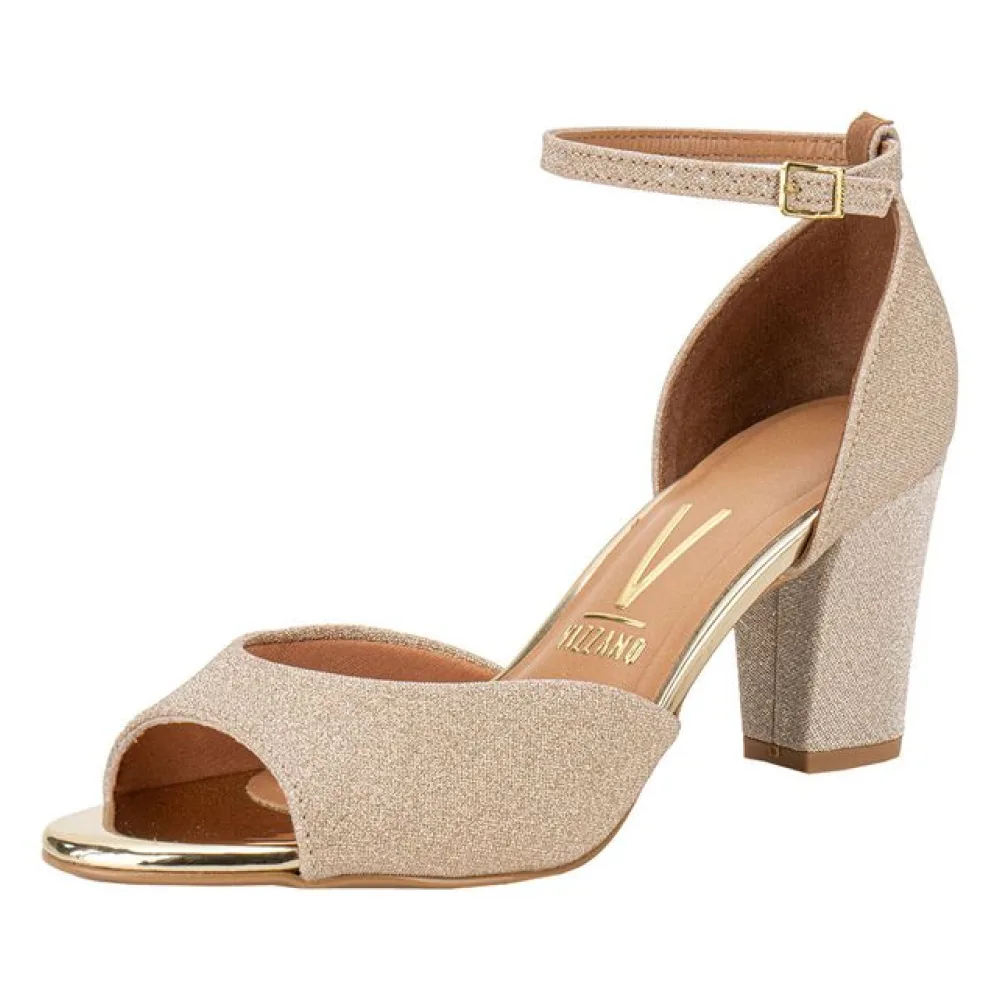Sandália Feminina Salto Médio Vizzano - 6262206 DOURADO 34
