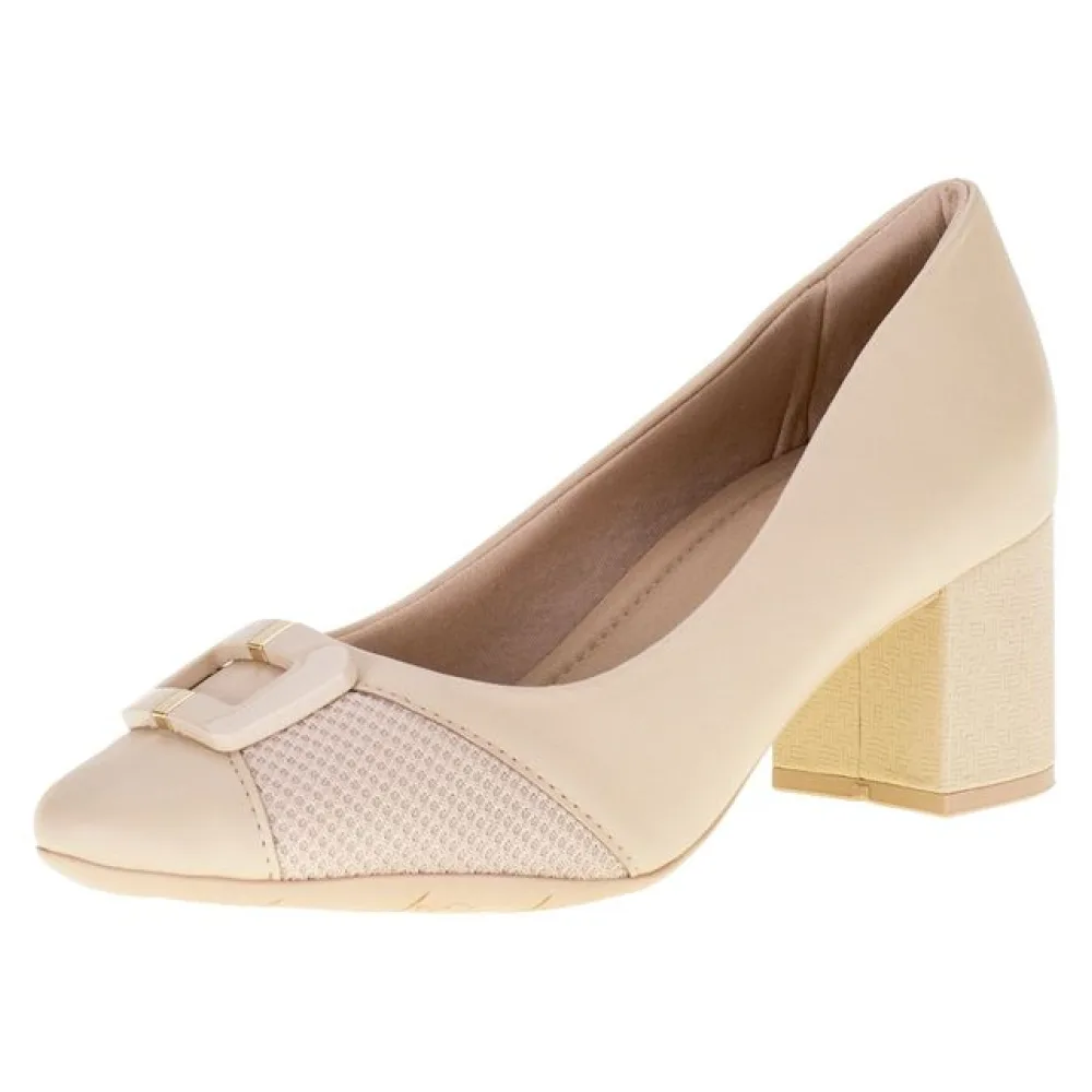 Sapato Feminino Salto Grosso ComfortFlex - 2354403 NATURAL 37