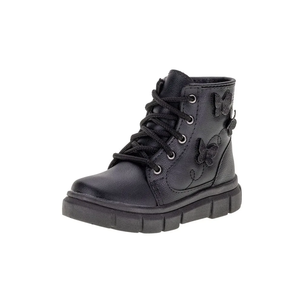 Bota Infantil Feminina Coturno Lily Kids 16028 PRETO 21