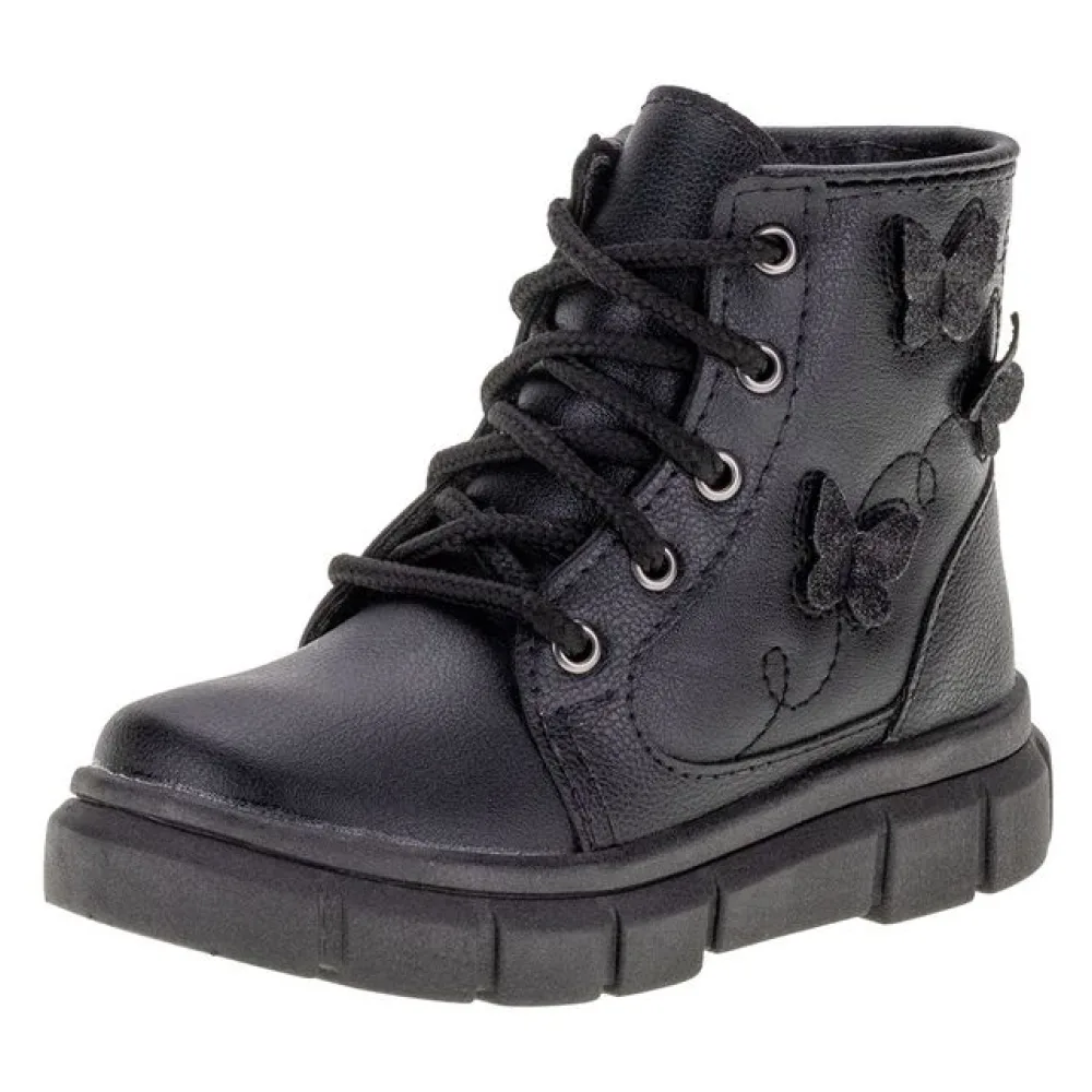 Bota Infantil Feminina Coturno Lily Kids 16028 PRETO 21
