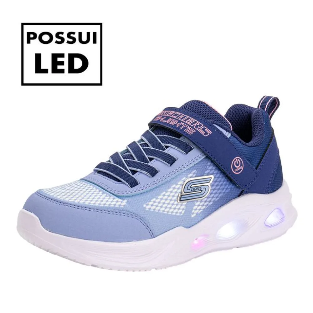 Tênis Infantil S Ligths Sola Glow Ombre Deluxe Skechers 303714L AZUL 27