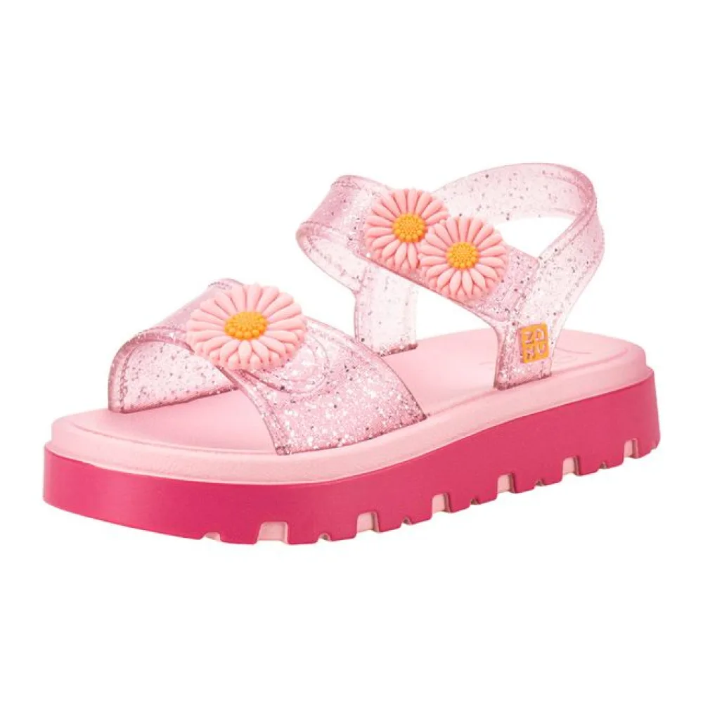 Sandália Infantil Feminina Flower Zaxynina 18997 ROSA 19