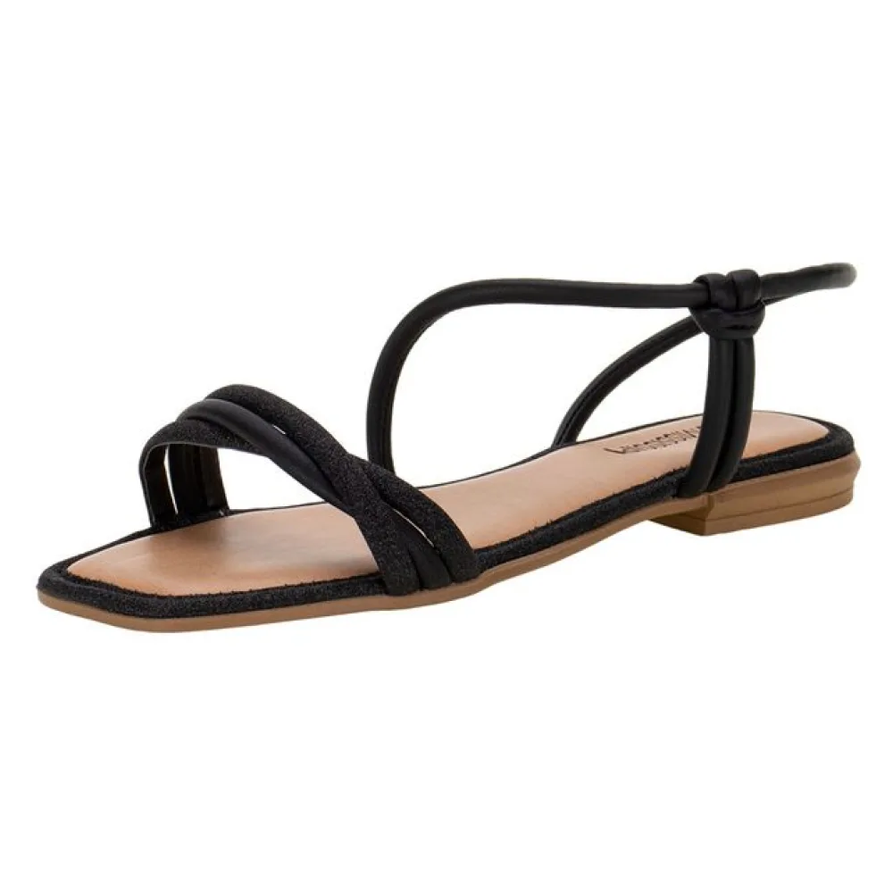 Sandália Feminina Rasteira Mississipi - Q9661 PRETO 34