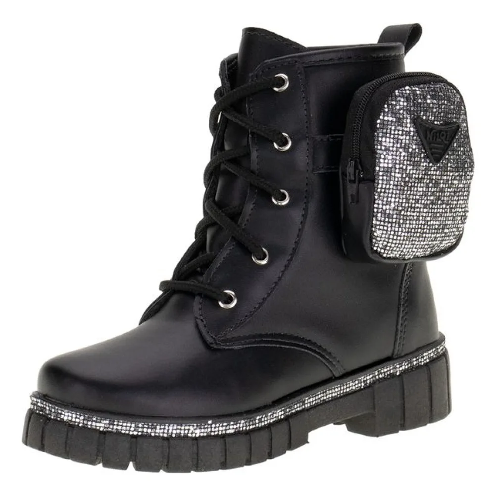 Bota Infantil Feminina Coturno Bag Nilqi 15106 PRETO 28