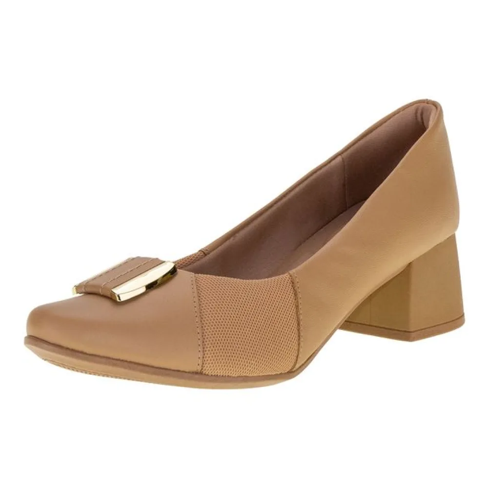 Sapato Feminino Salto Grosso Usaflex AK0303 BEGE 35