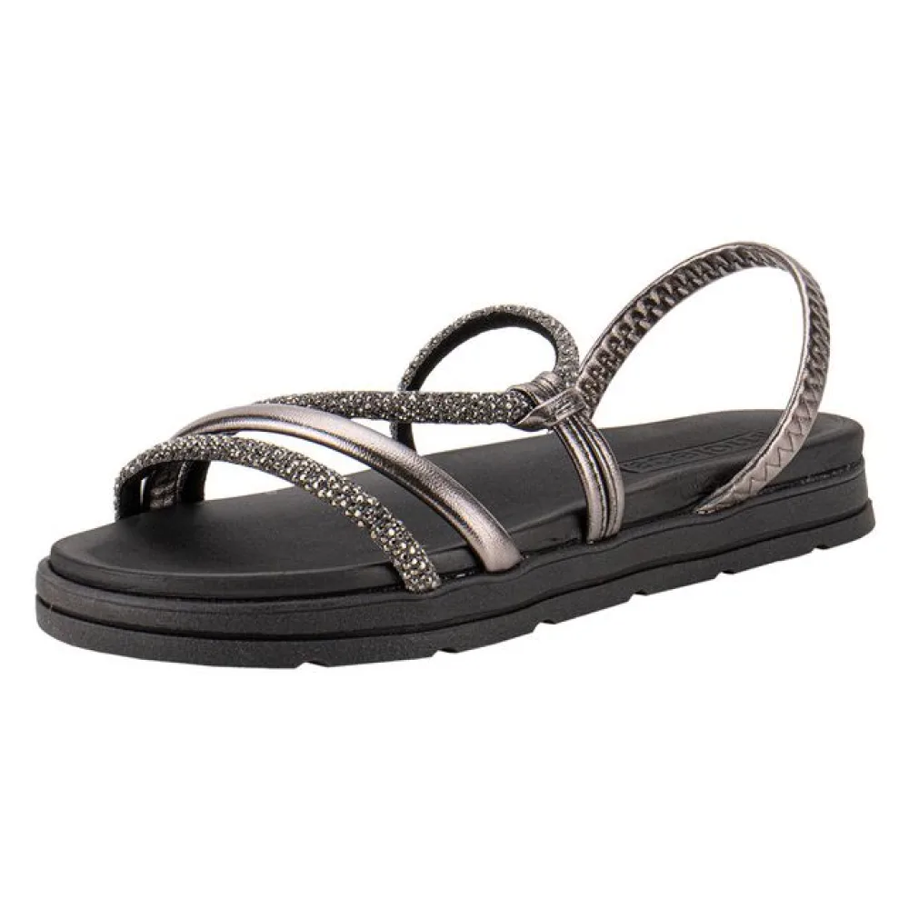 Sandália Feminina Flat Moleca 5490113 PRETO/GRAFITE 34
