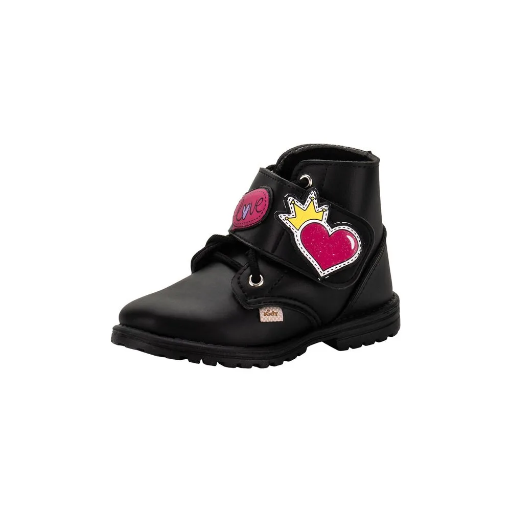 Bota Infantil Feminina Coturno Fashion Kidy 0840086 PRETO 22