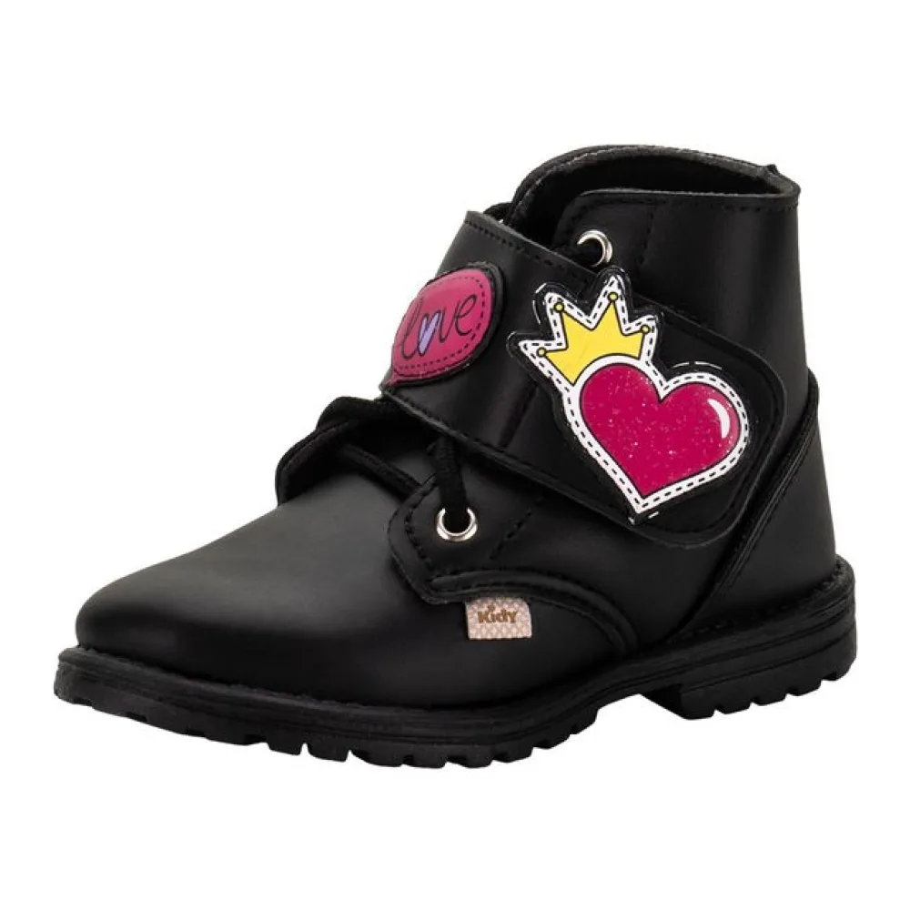 Bota Infantil Feminina Coturno Fashion Kidy 0840086 PRETO 22