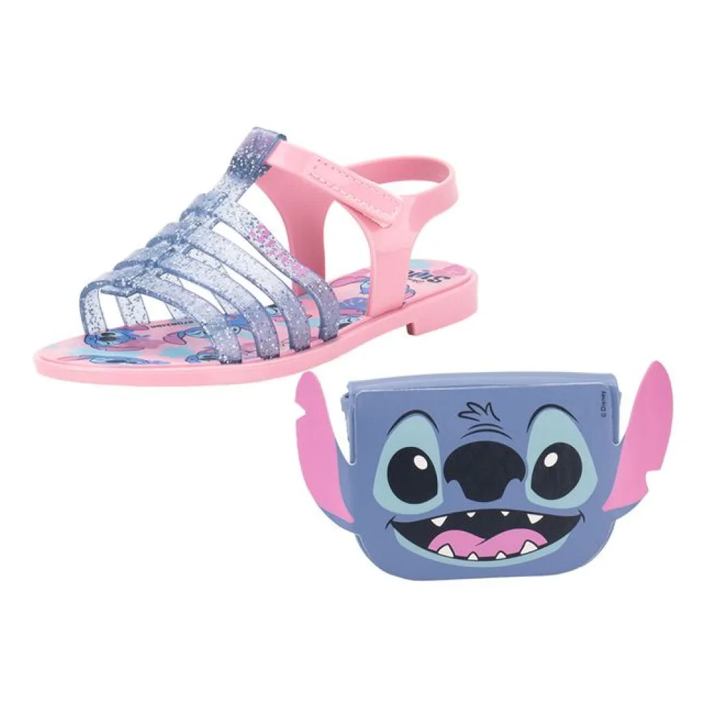 Kit Sandália Infantil Stitch Clutch e Stitch Clutch Bag Grendene Kids 23199 ROSA 23/24