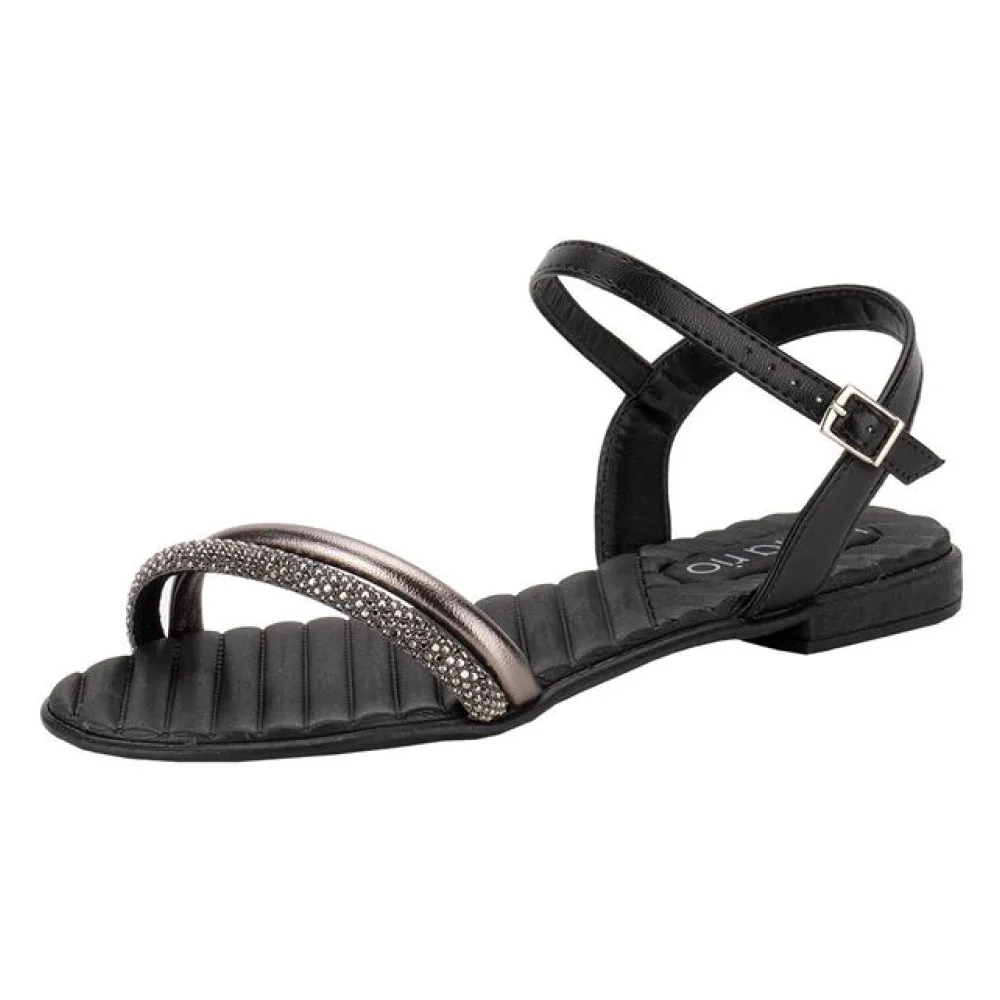 Sandália Feminina Flat Beira Rio 8519109 PRETO/CINZA 38