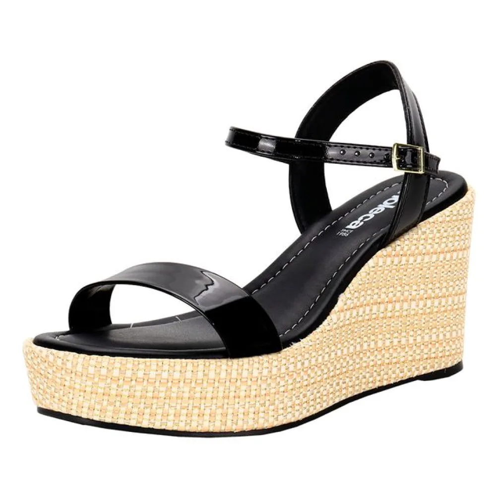 Sandália Feminina Anabela Moleca 5492102 VERNIZ/PRETO 34