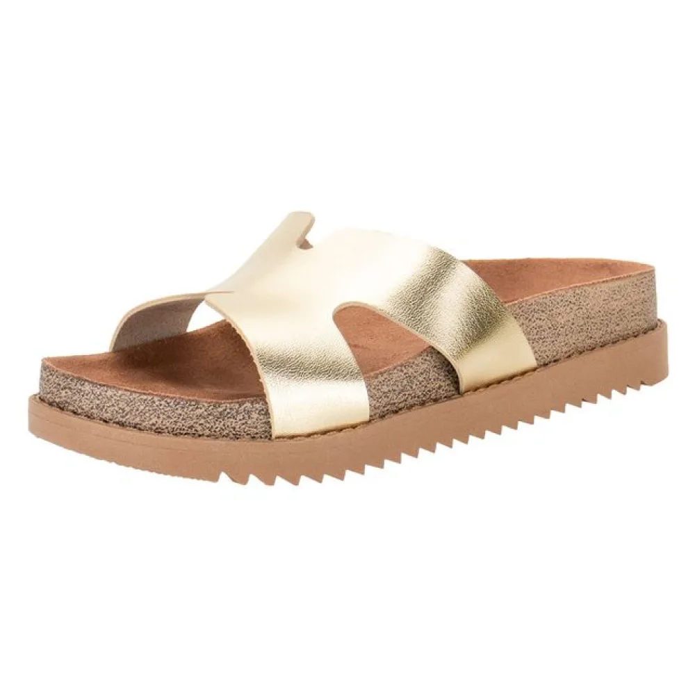 Tamanco Feminino Flat Moleca 5500100 OURO 34