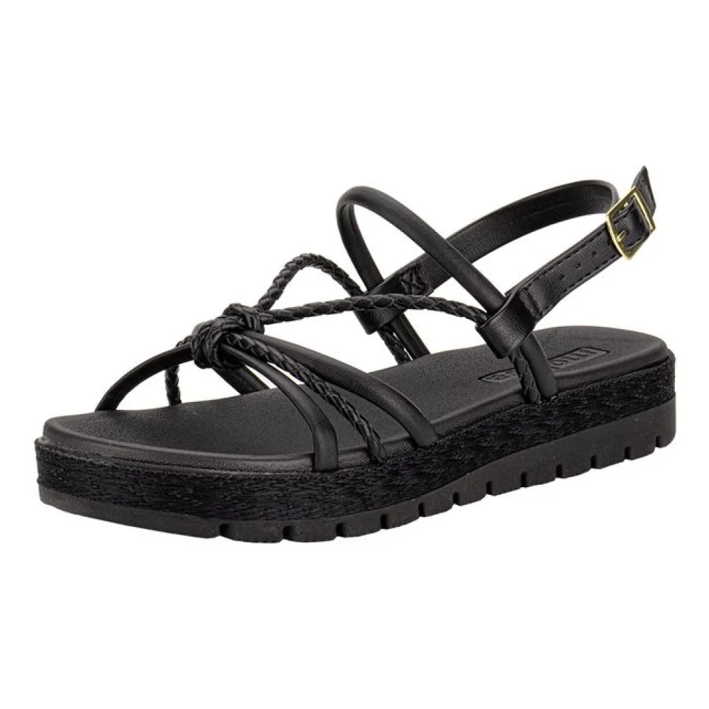 Sandália Feminina Flat Moleca 5539103 PRETO 35