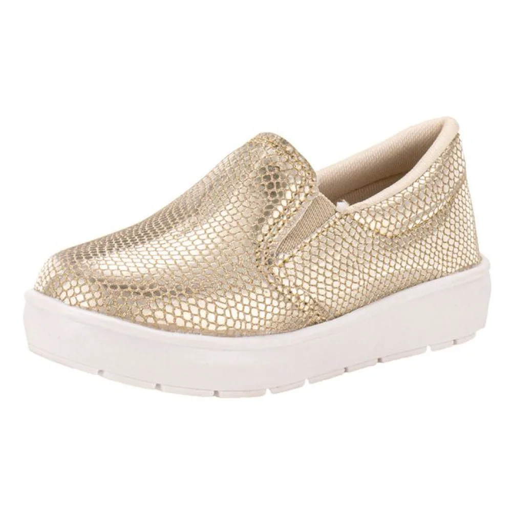 Tênis Infantil Feminino Slip On Bella Ninna 80042 OURO 22