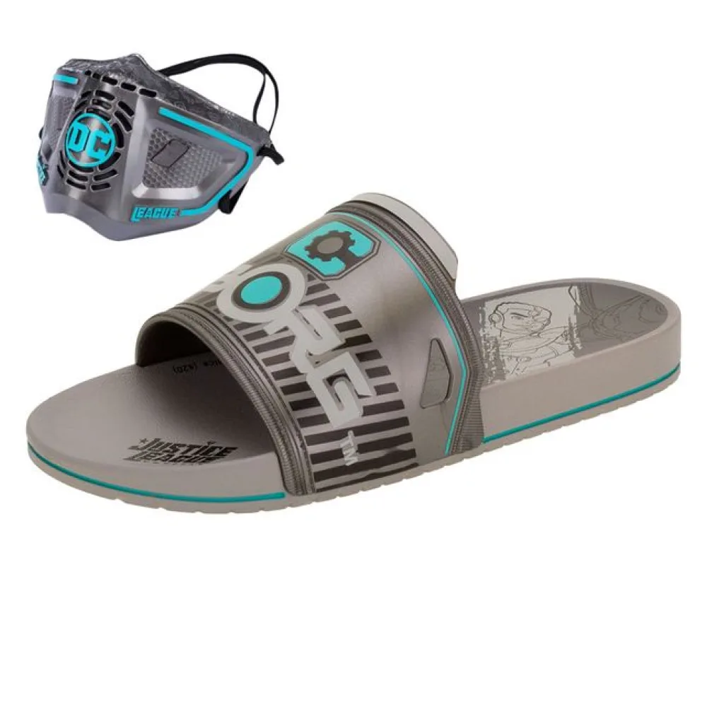 Chinelo Infantil Slide Liga da Justiça Grendene Kids - 22445 CINZA 28