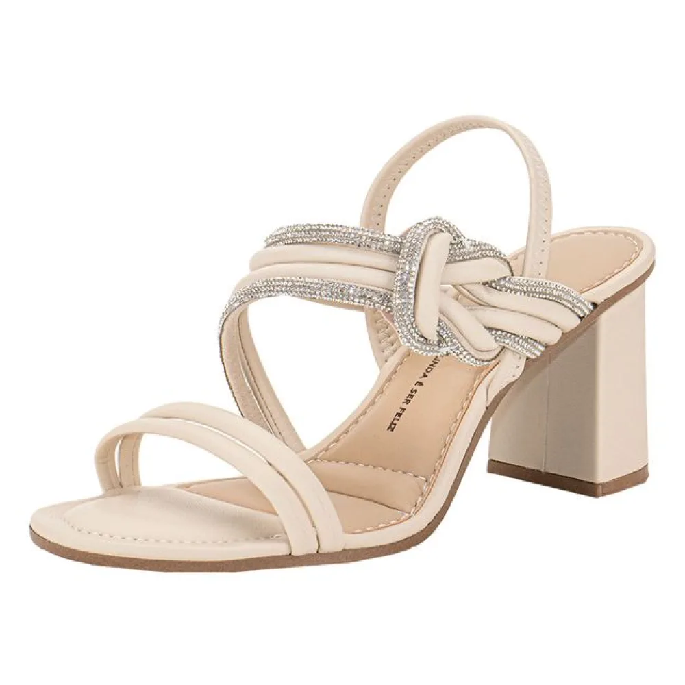 Sandália Feminina Salto Grosso Dakota Y7891 MARFIM 38