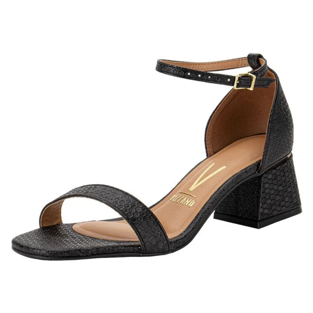 Sandália Feminina Salto Grosso Vizzano 6428104 PRETO 35
