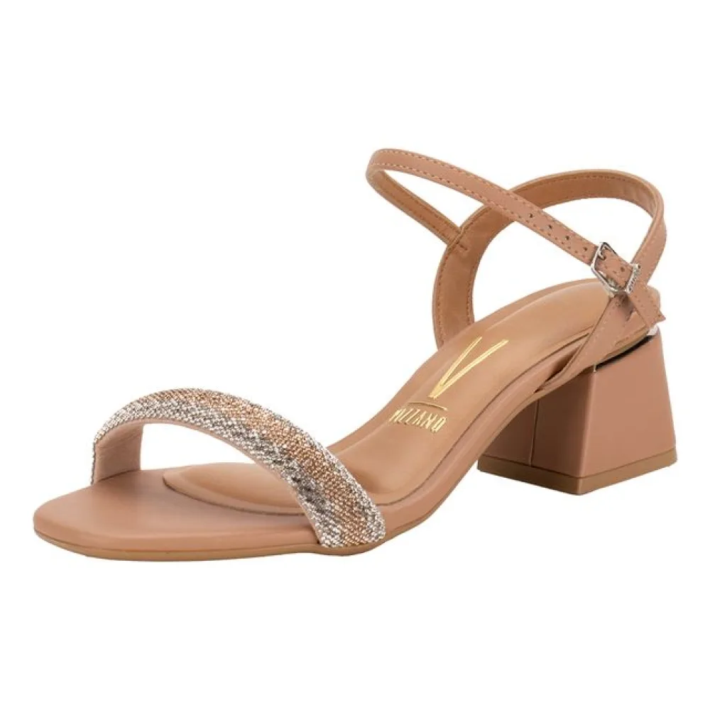 Sandália Feminina Salto Grosso Vizzano 6428139 BEGE 34