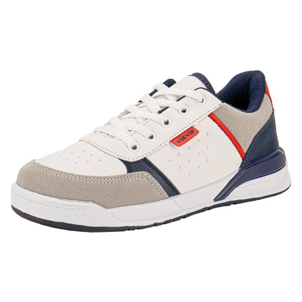Tênis Infantil Masculino Via Vip VV4009 BRANCO/AZUL 28