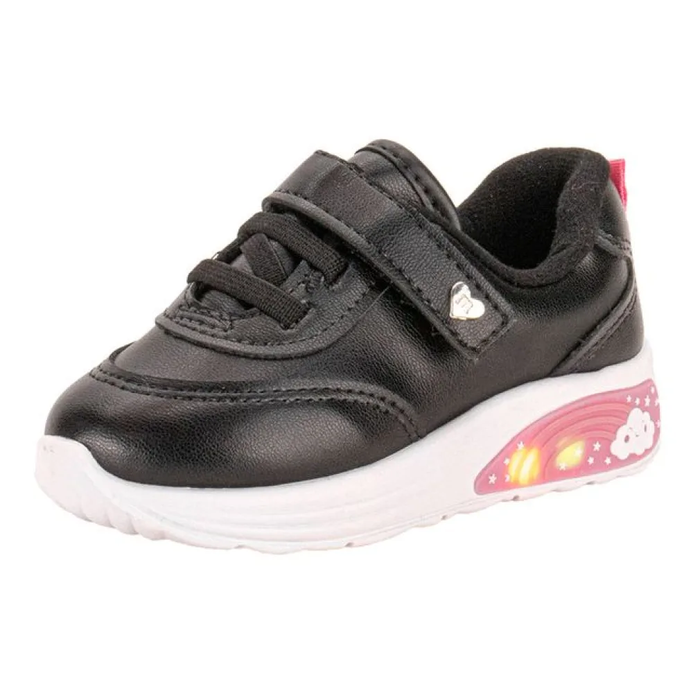 Tênis Infantil Feminino Baby Led Molekinha 2731203 PRETO 17