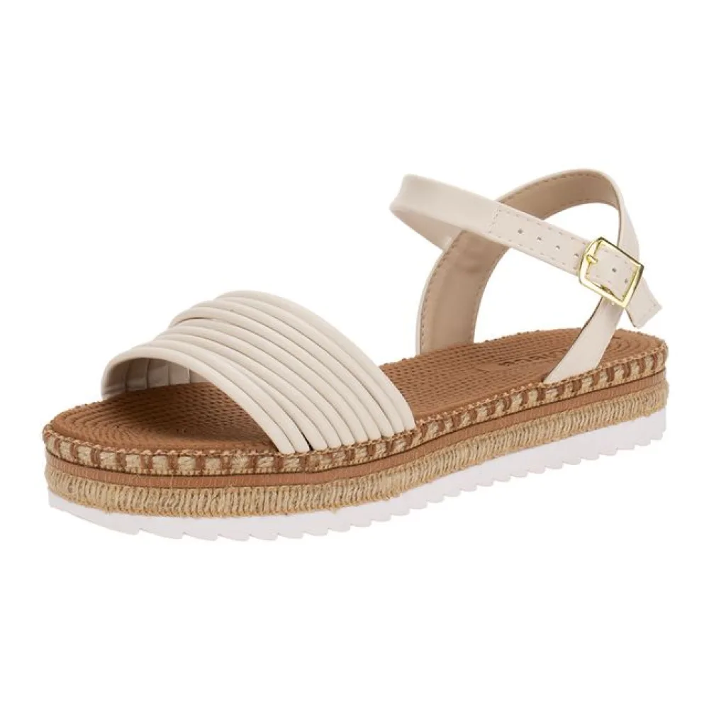 Sandália Feminina Flat Moleca 5447523 MARFIM 35