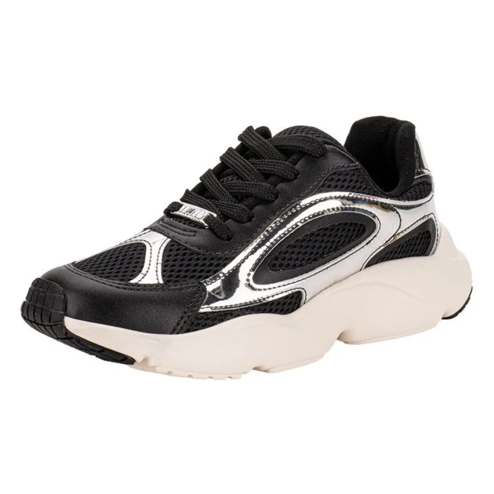 Tênis Feminino Chunky Vizzano 1440100 PRETO/PRATA 34